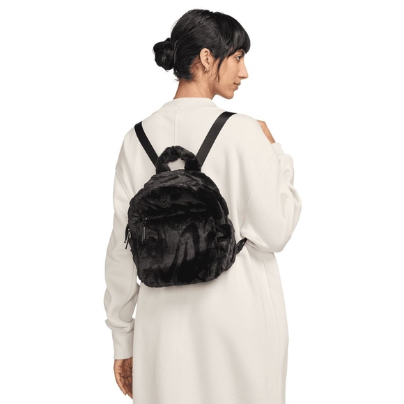 *NWT* NIKE Mini Black Faux Fur Backpack - Picture 2 of 16